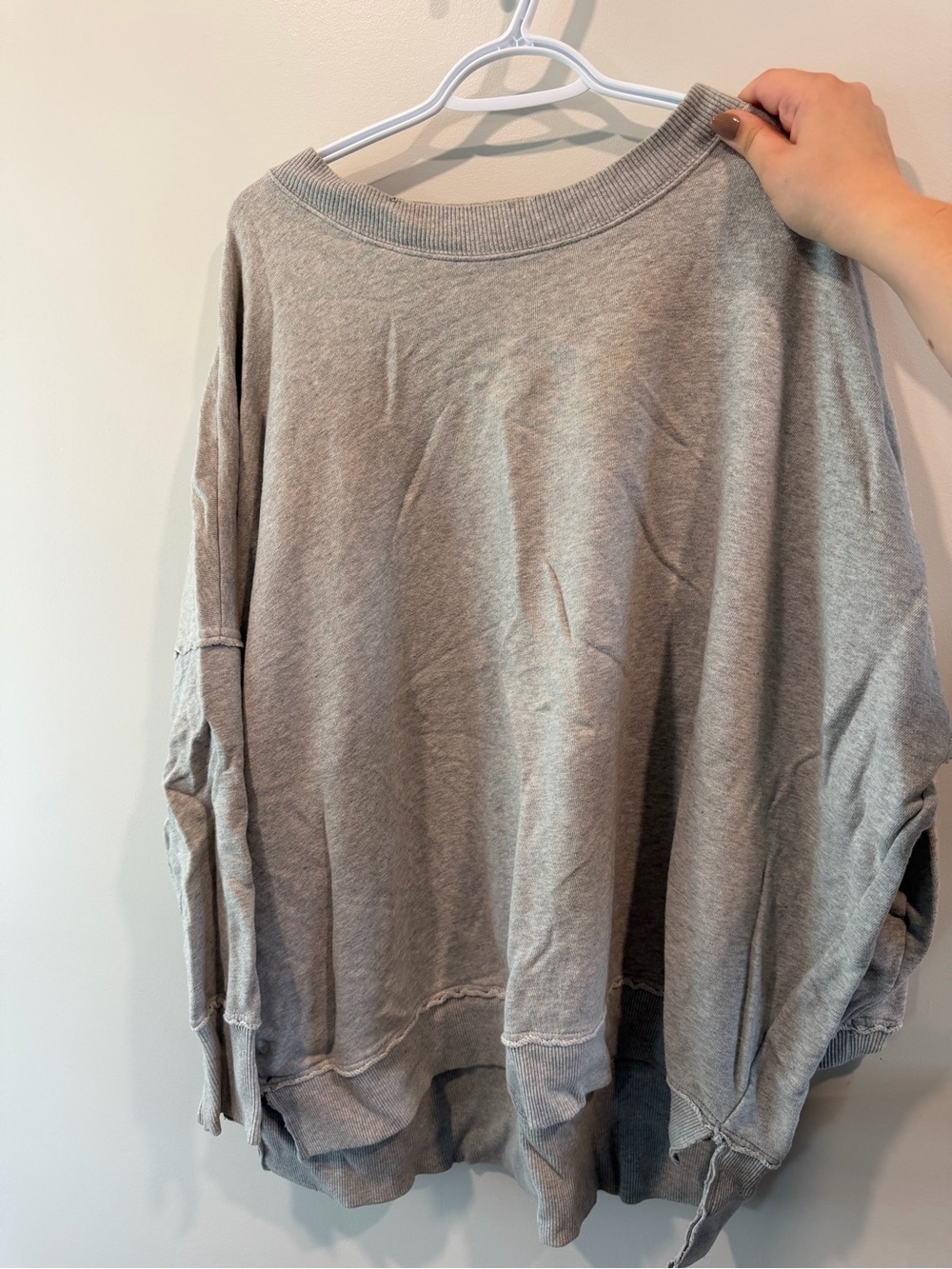 aerie Oversized Crewneck Sweater in Heather Gray